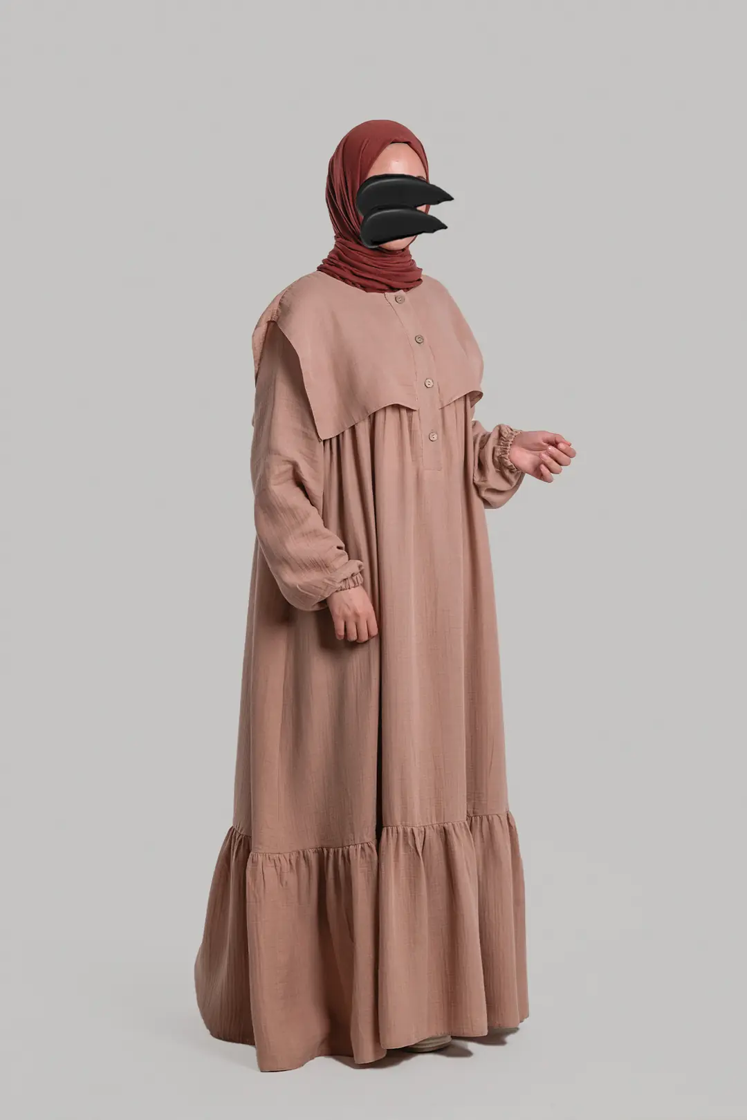 Collared Muslin Dress Powder Pink 8