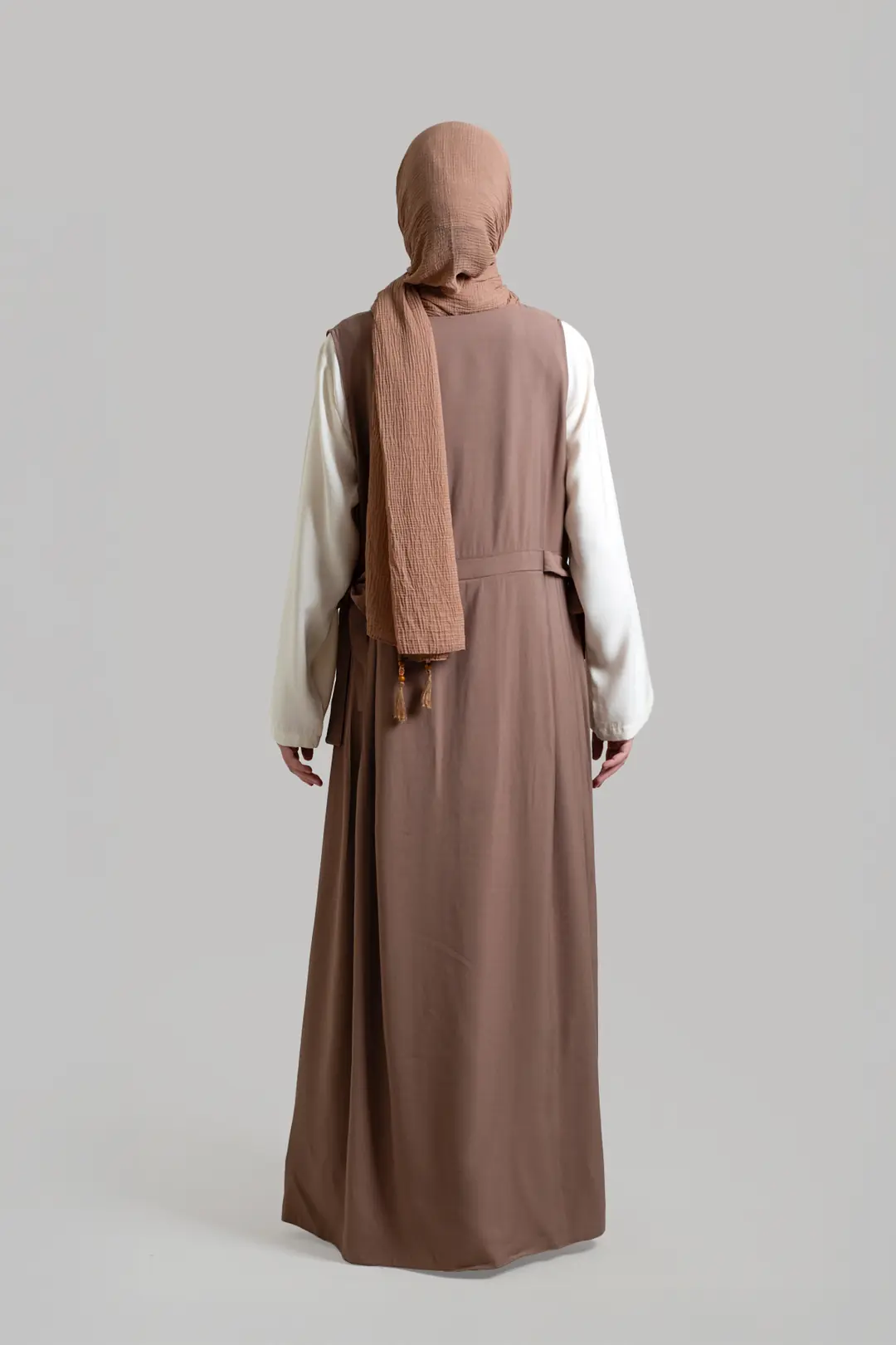 Düğmeli Tensel Jile Elbise Kahve 5