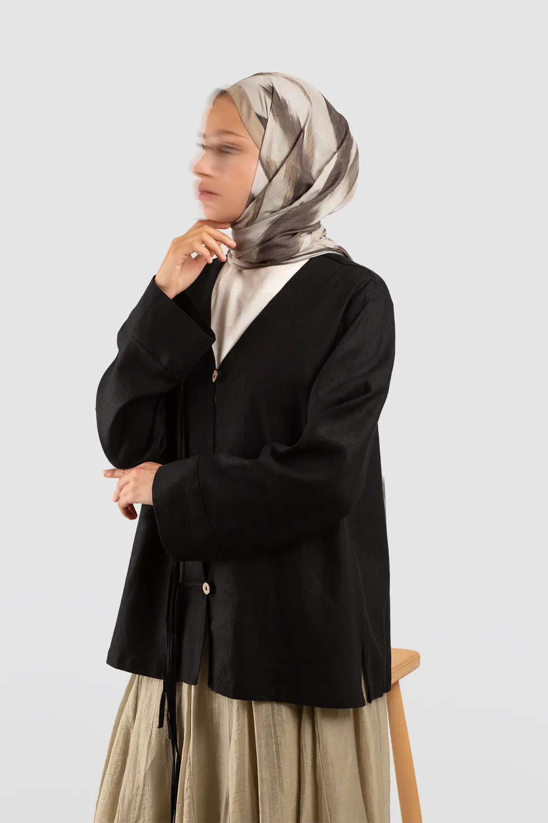 Birit Detaylı Kimono Ceket Siyah 7