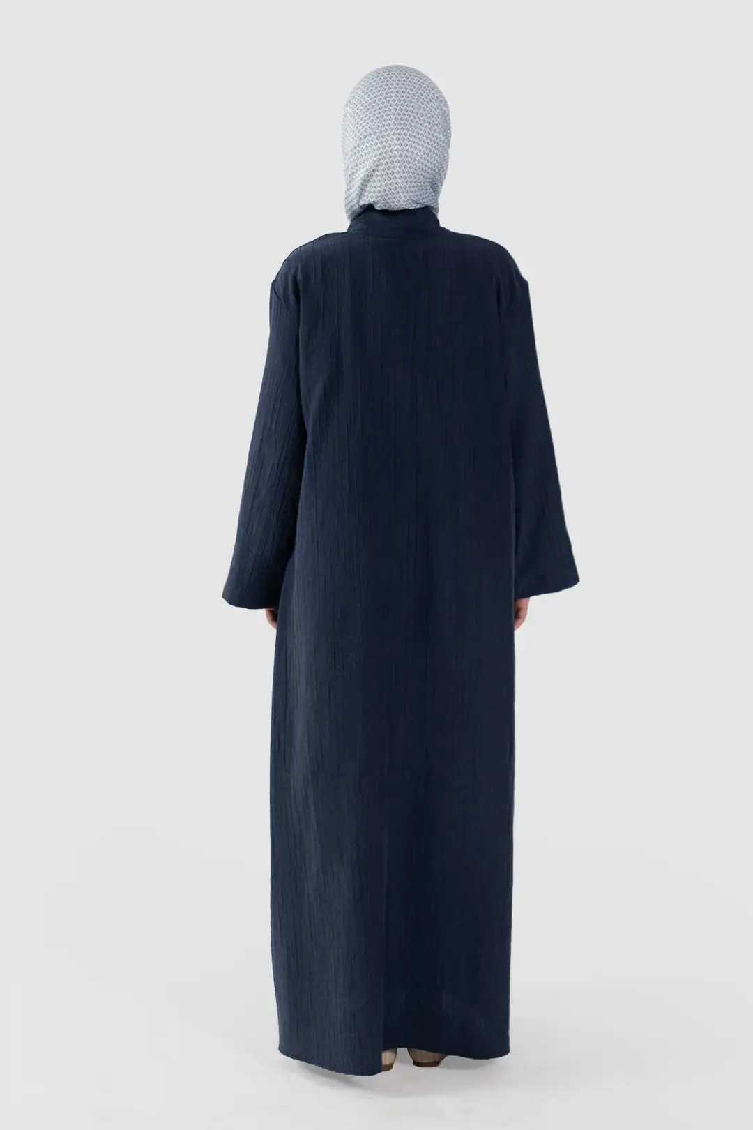Çizgi Dokulu Tensel Abaya Lacivert 8