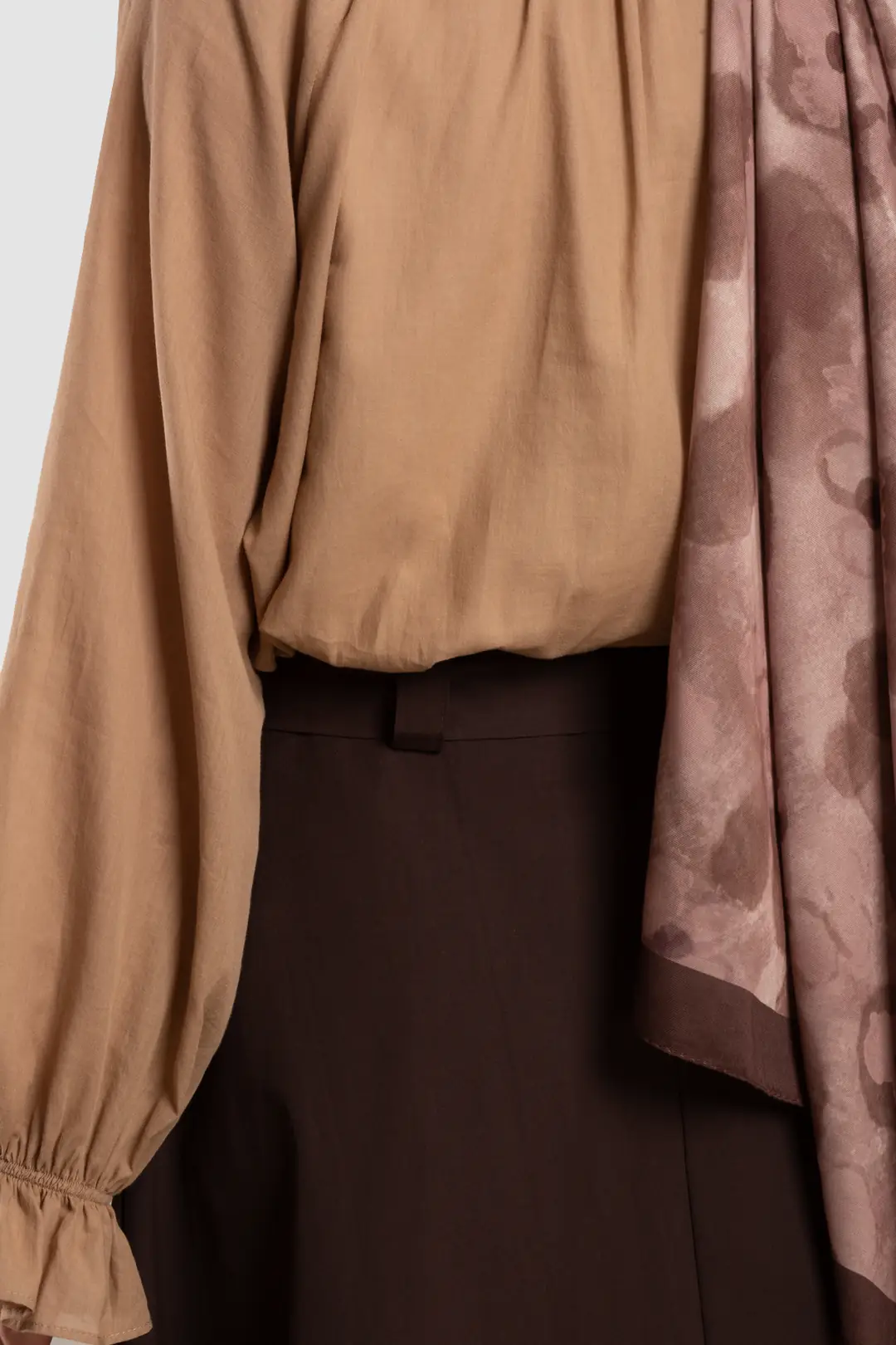 Belted Short Skirt Dark Brown 8