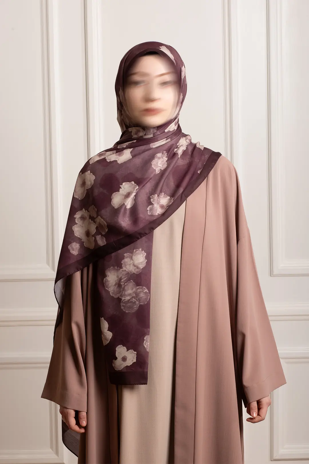 Autumn Serenade Patterned Soft Shawl, Plum