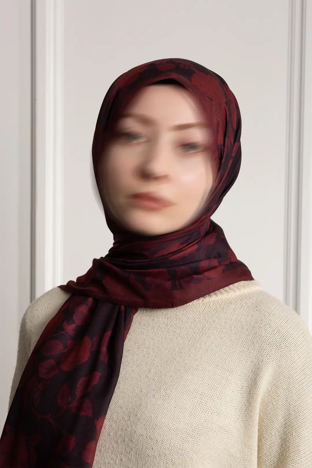 Amber Buğusu Desenli Soft Şal Bordo 10