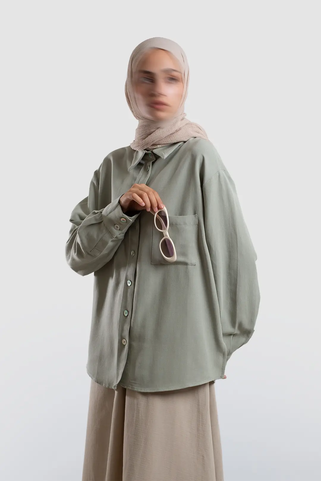 Classic Collar Linen Shirt Light Green 8