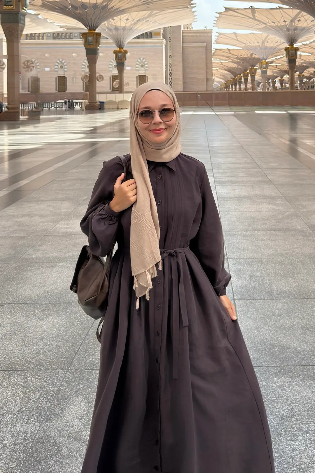 Shirt Collar Tencel Dress Bitter Brown