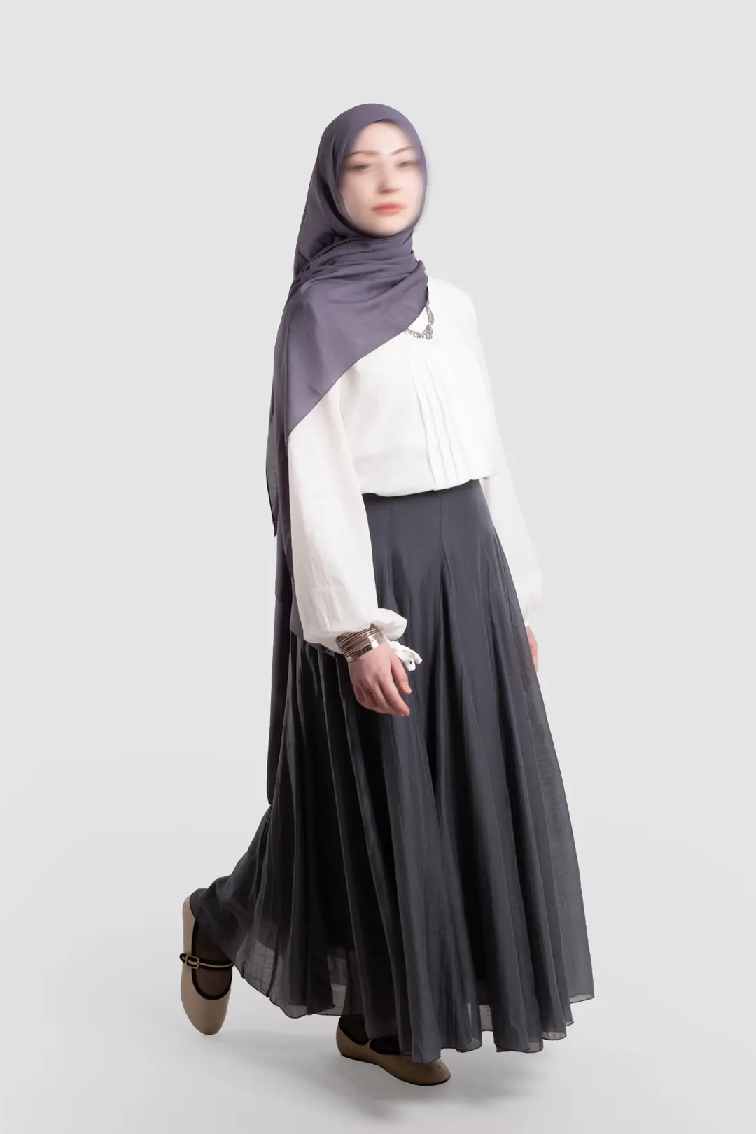 Tencel Flared Skirt, Smoke Grey 3