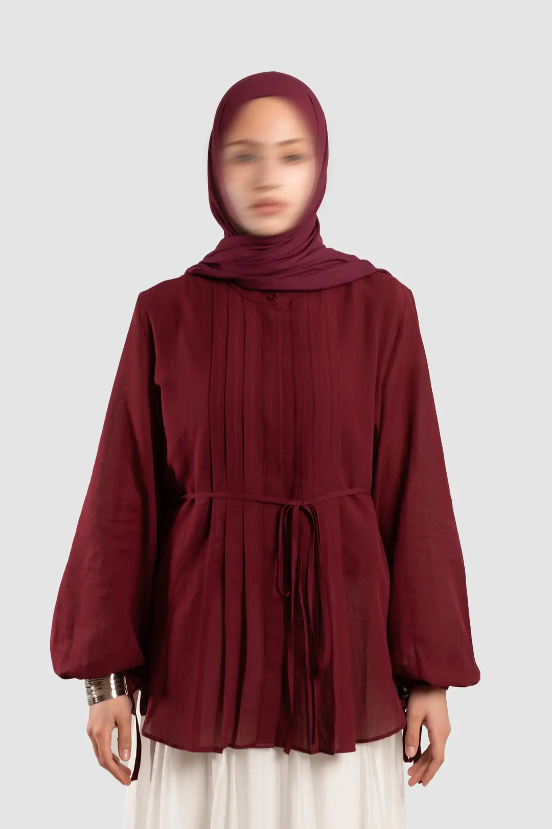 Ribbed Cotton Voile Shirt, Burgundy 8