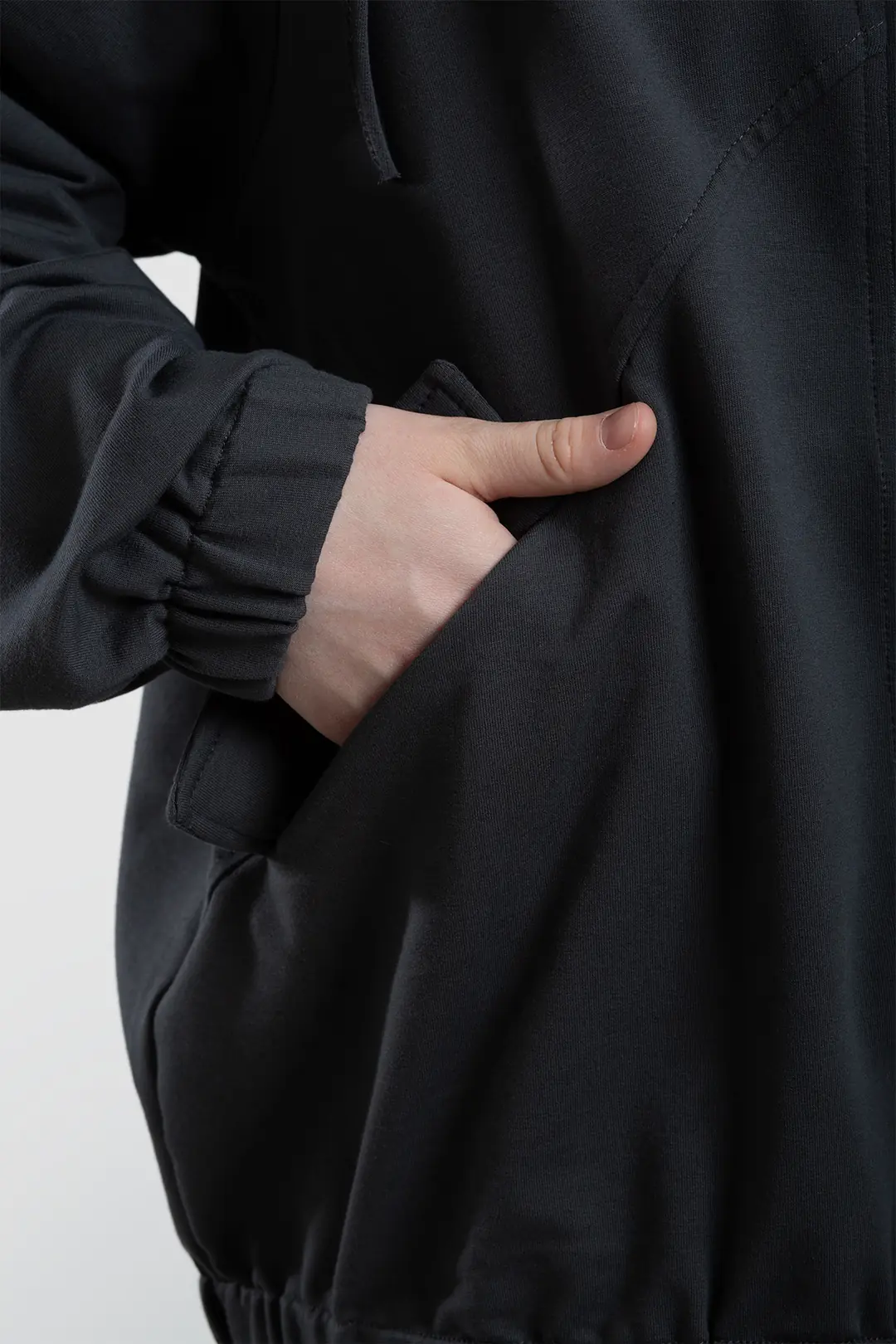 Çıtçıtlı Bomber Sweatshirt Füme 4