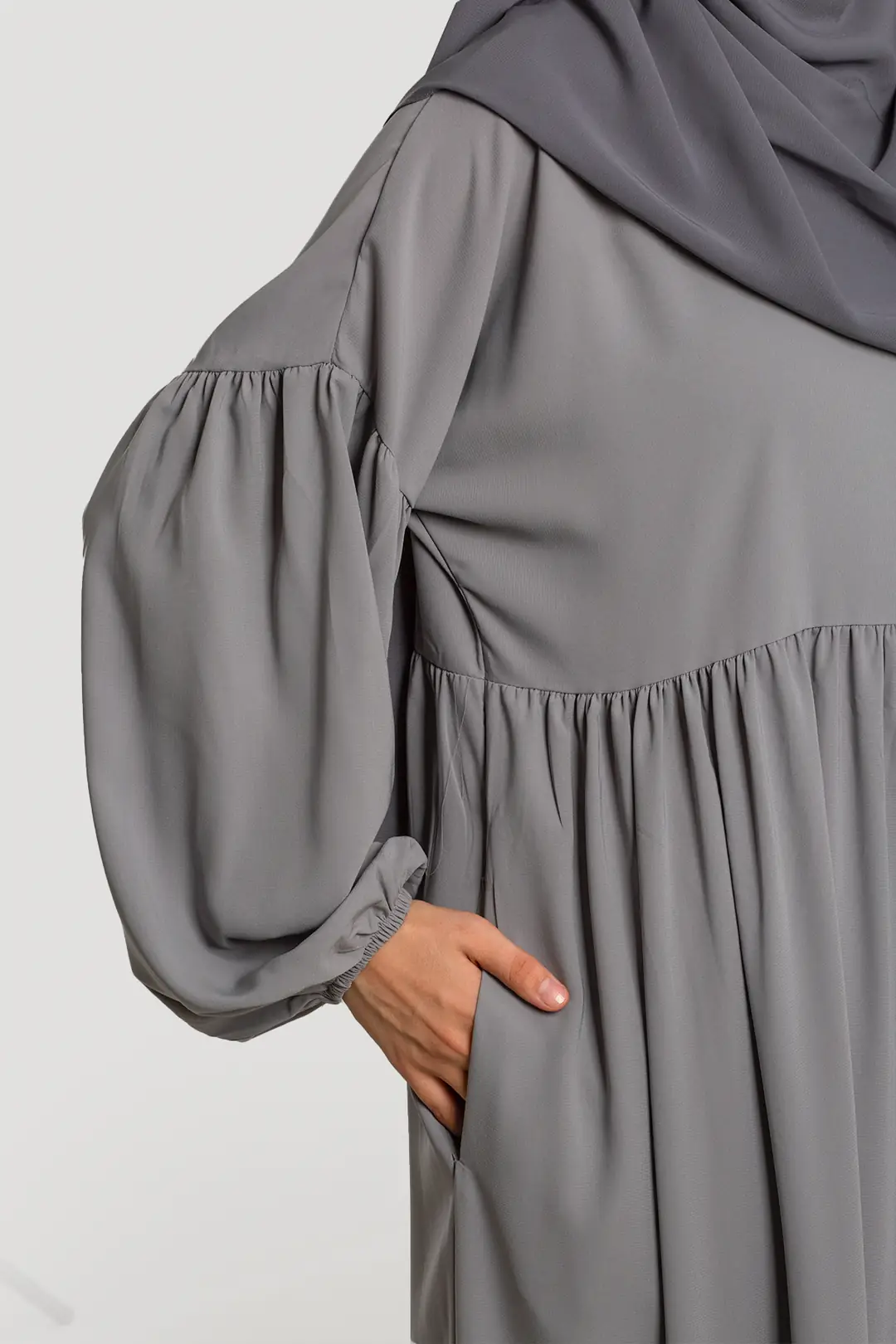 Hijab Dress Abaya Grey 4
