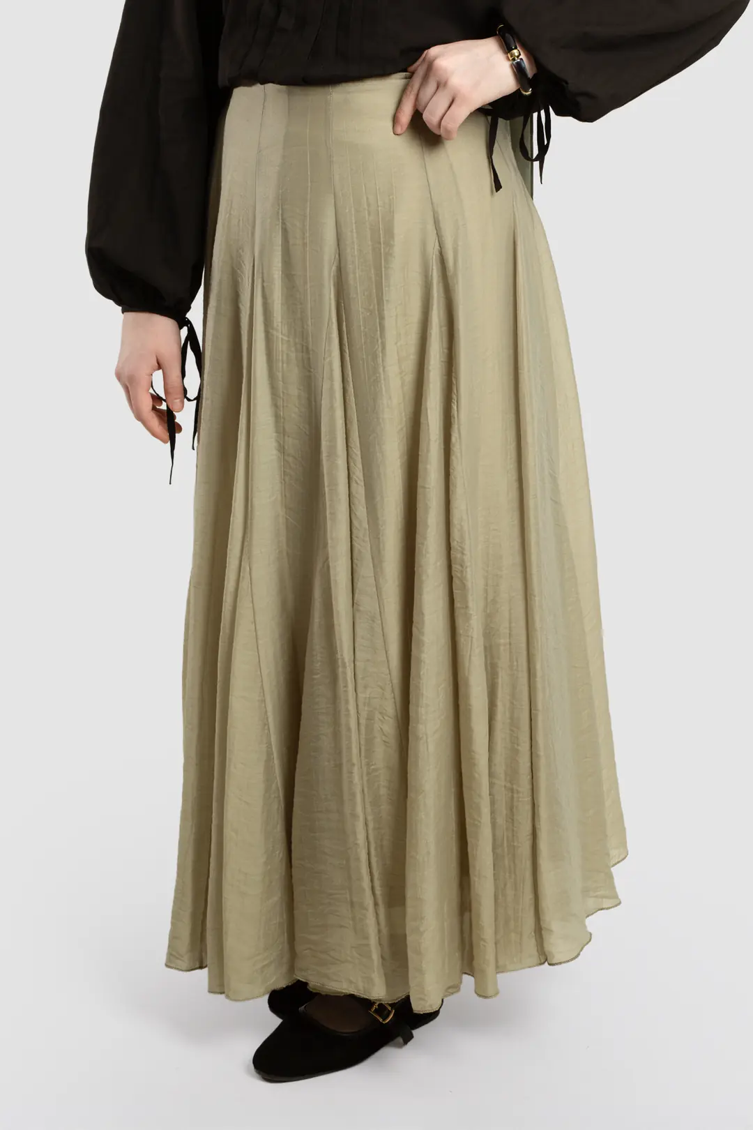 Tencel Flared Skirt Soft Green 5