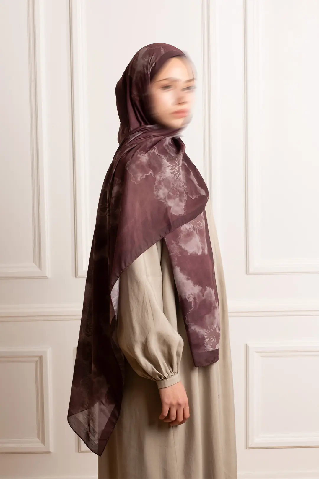 Puslu Bahçe Desenli Soft Şal Bordo 5