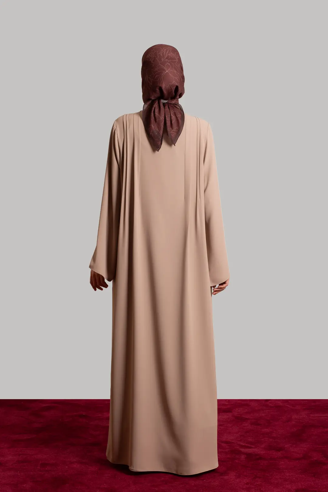 Ribbed Buttoned Abaya Stone 9