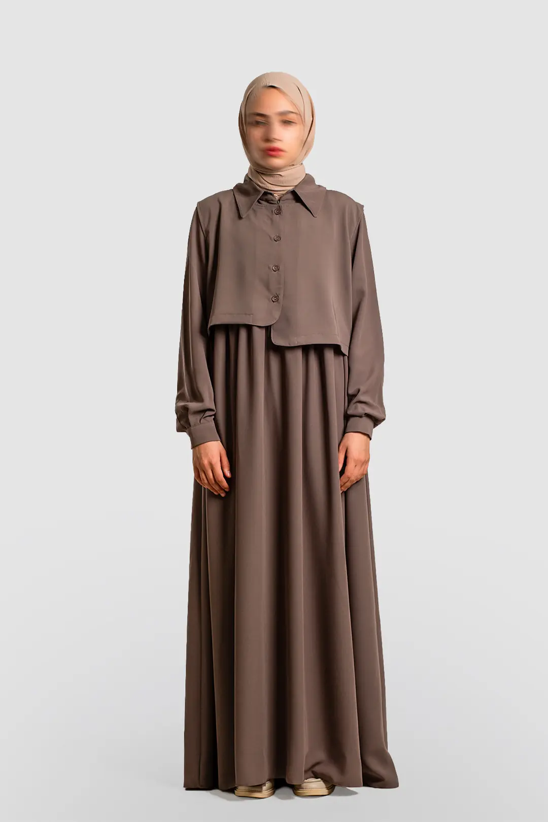 Vest-style Abaya, Mink 7