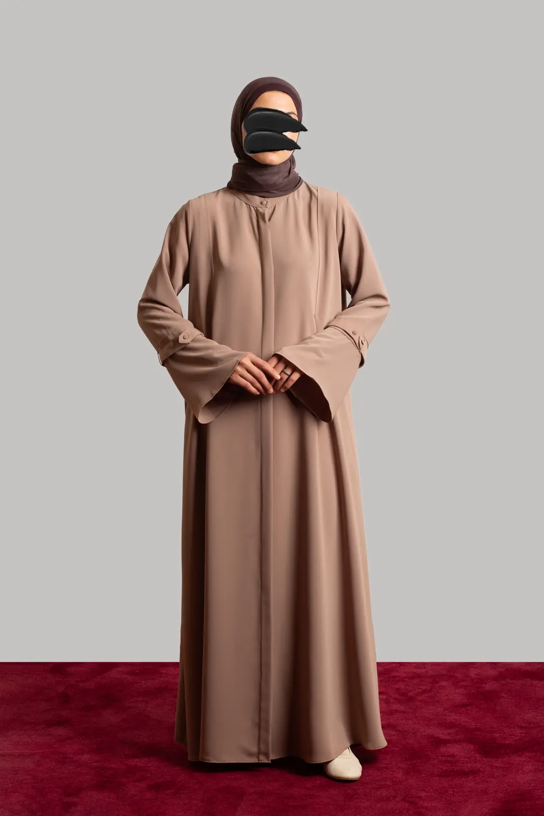 Spanish-style cufflink abaya, mink color. 4