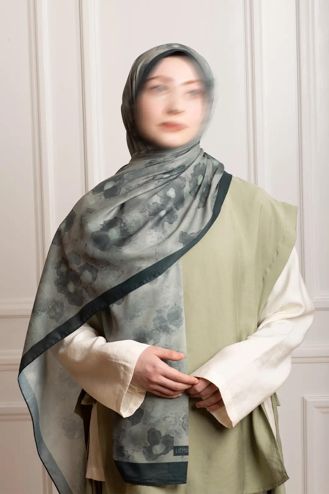 Autumn Serenade Patterned Soft Shawl Light Green 3