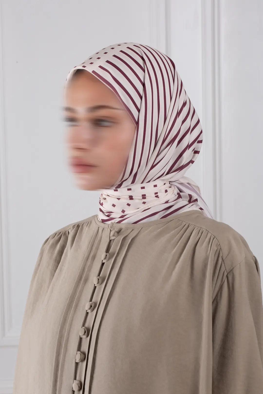 Çizgi Desenli Soft Eşarp Bordo 3