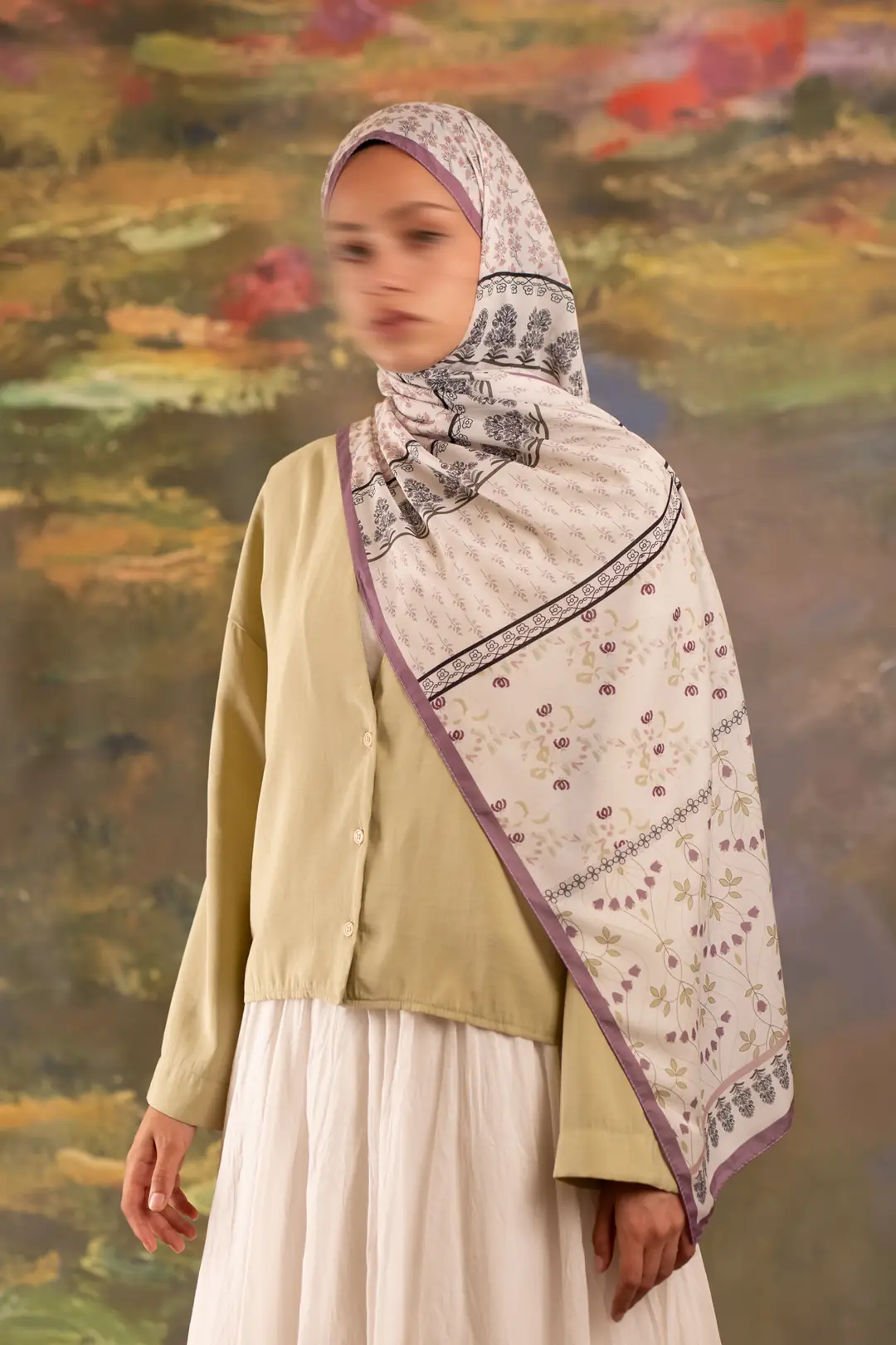 Floral Harmony Desenli Soft Şal Leylak 5