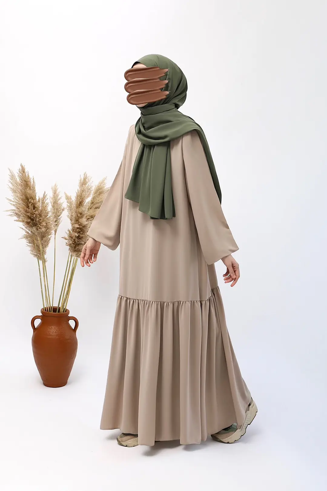 Frilly Abaya - Stone