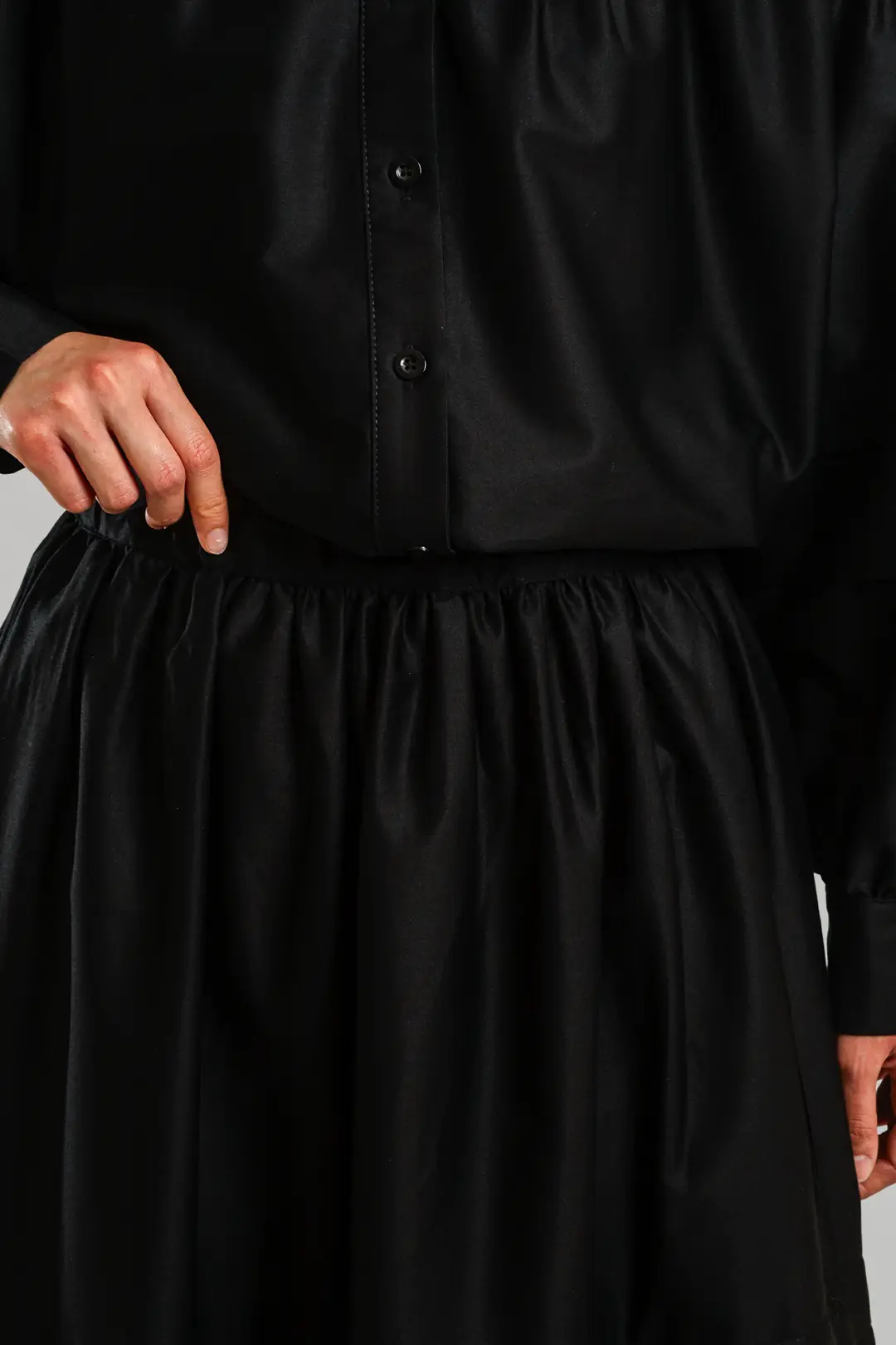 Aller Detailed Cotton Skirt Black 3