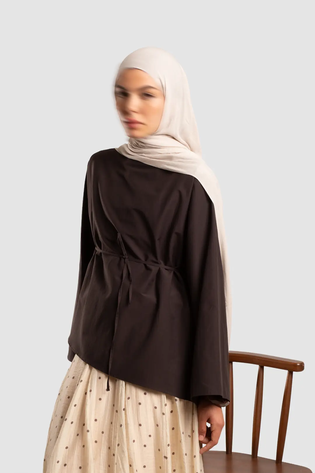 Asymmetric Poplin Blouse, Dark 3