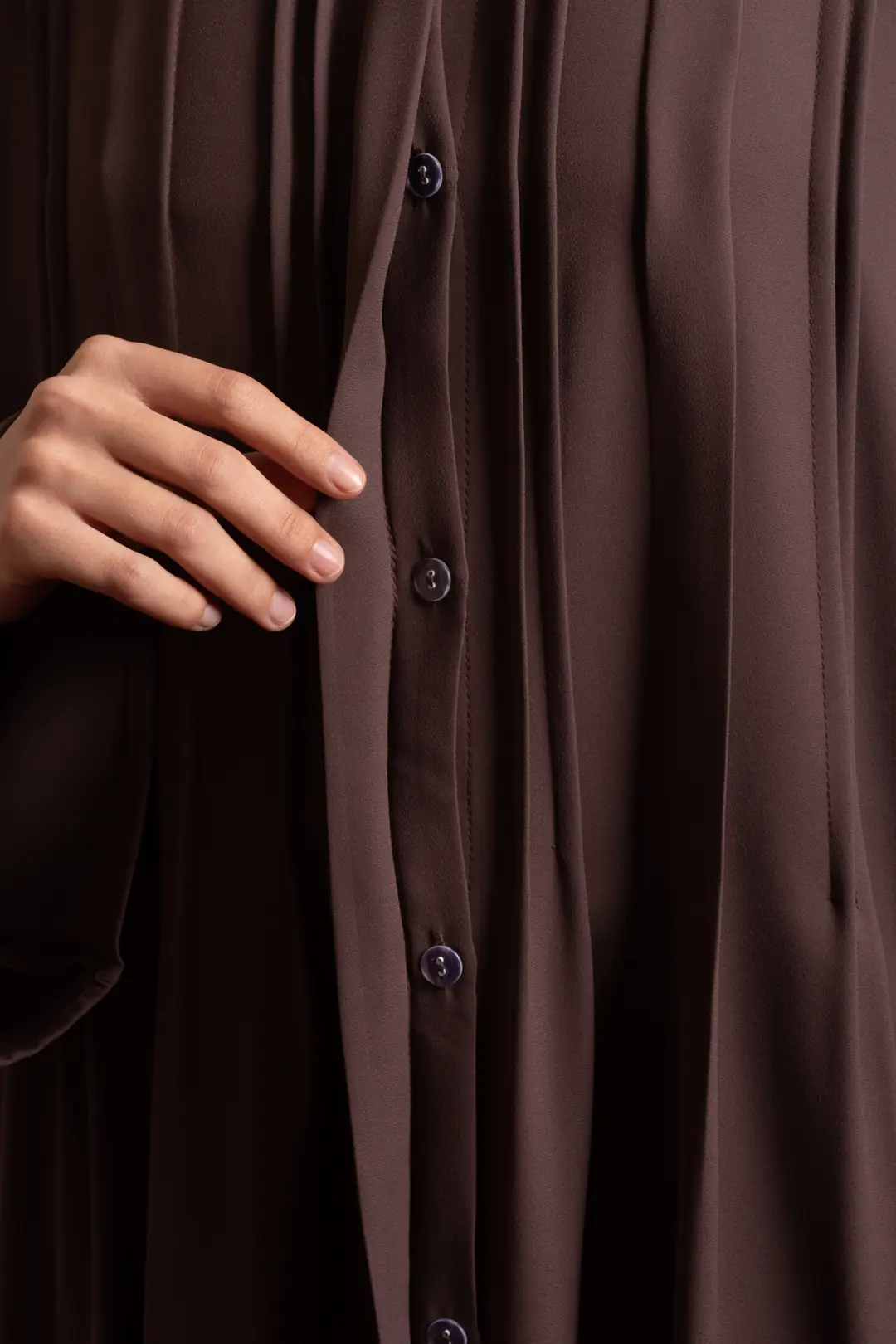 Ribbed Buttoned Abaya Brown 6