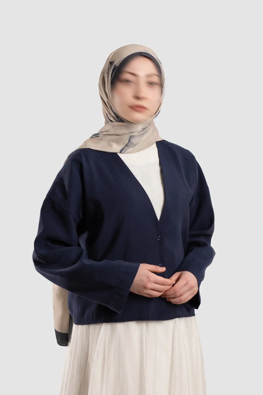 Soft Modal Button-Down Jacket, Navy Blue 8