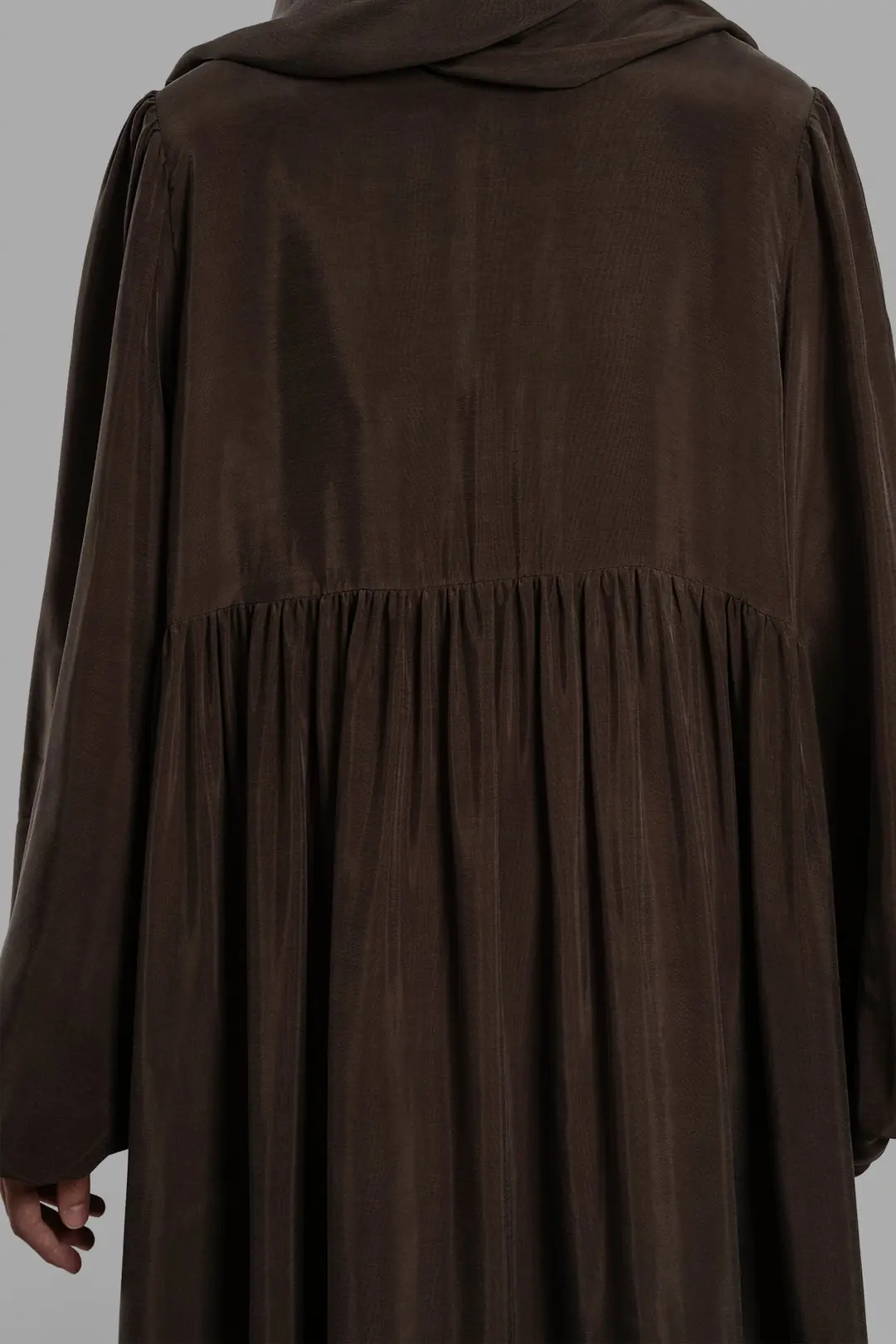 Silk Cupra Dress, Abaya, Coffee 7