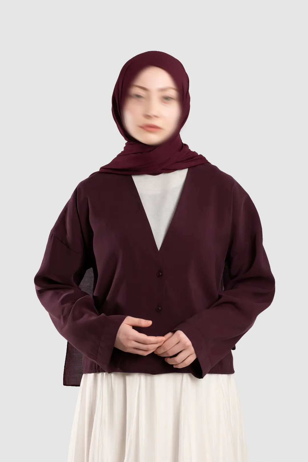 Soft Modal Button-Down Jacket, Plum