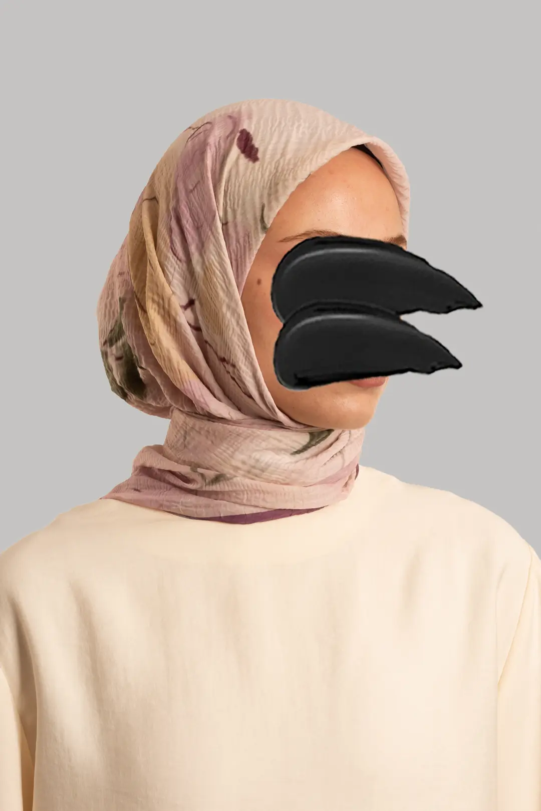 Mistik Bahçe Desenli Müslin Eşarp Pembe 3