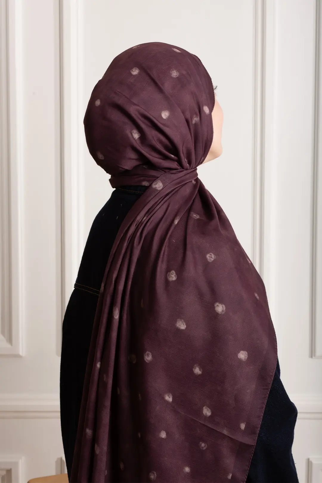 Distant Garden Patterned Soft Scarf Burgundy 7