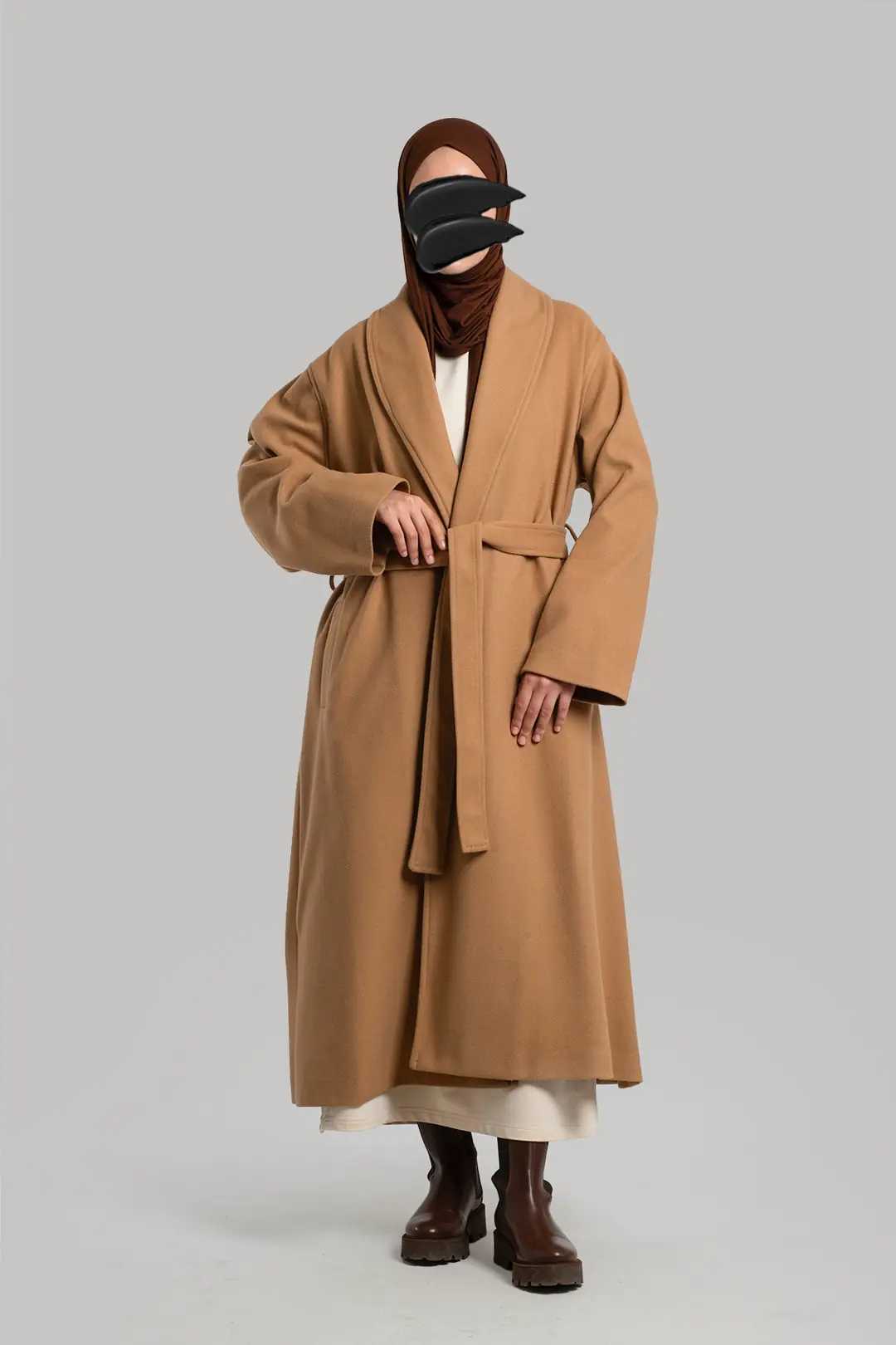 Şal Yaka Kaşe Hırka Camel 3
