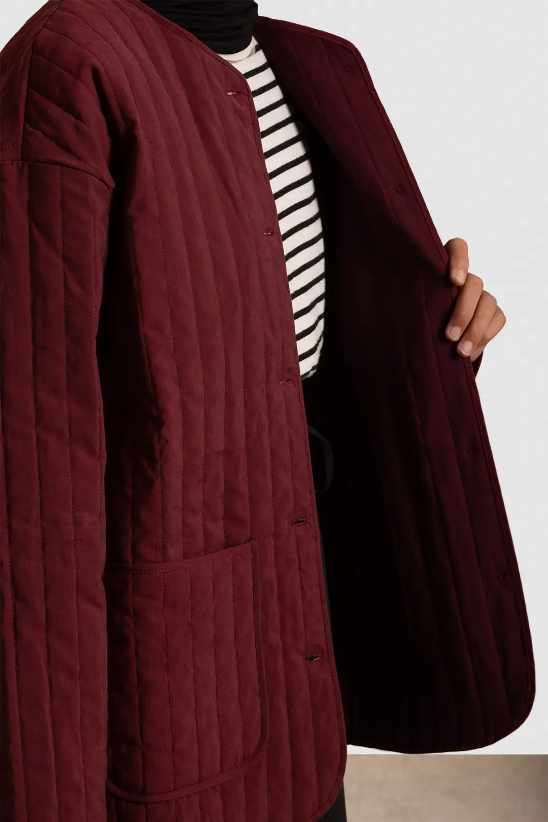 Tensel Kapitone Ceket Bordo 9