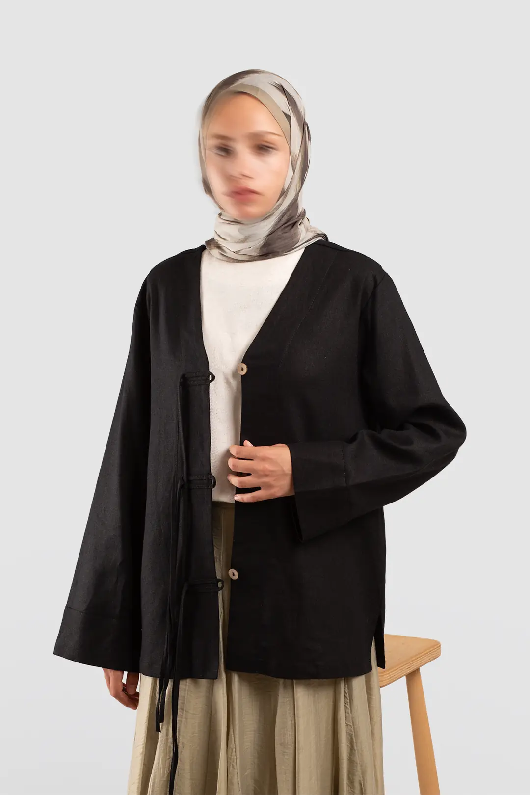 Birit Detaylı Kimono Ceket Siyah 5