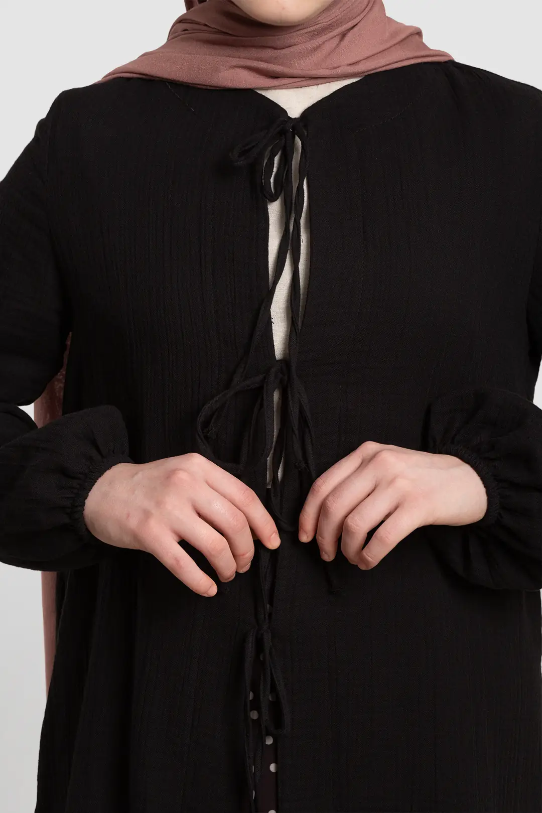 Muslin Jacket with Bow Detail, Black 3