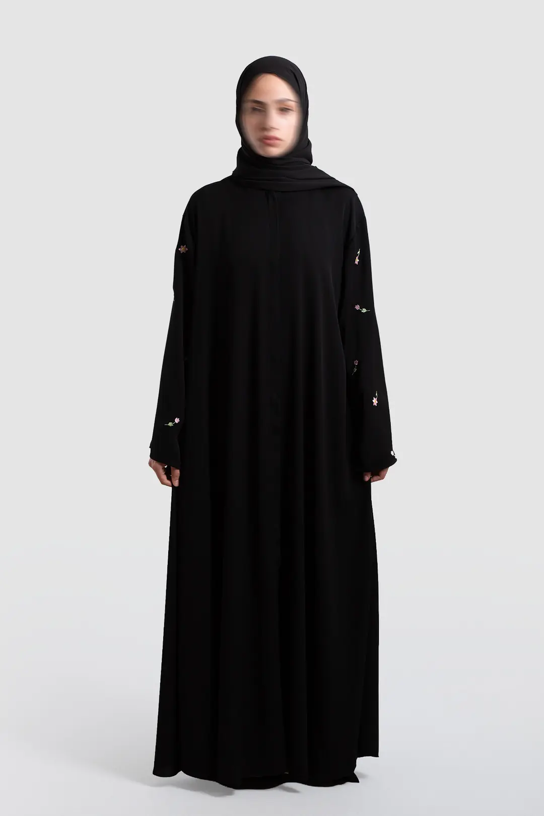 Embroidered Abaya Set Black 8