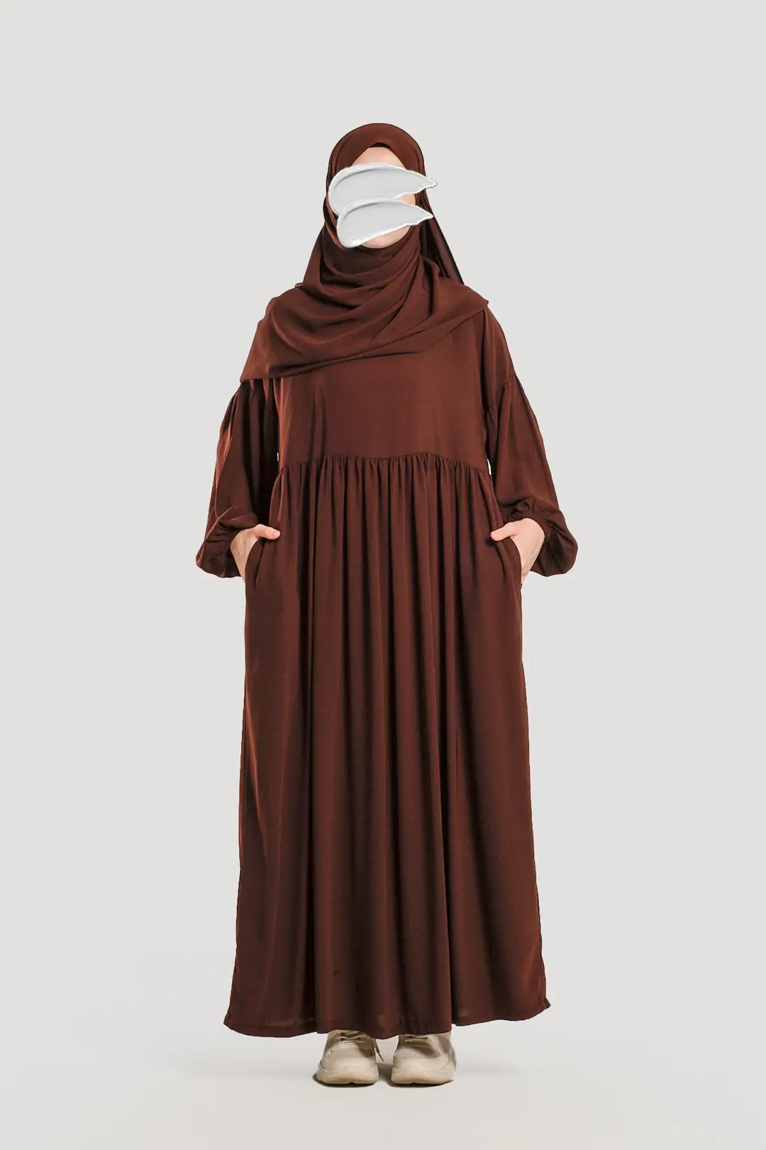 Hijab Dress, Abaya, Dark Brown 3