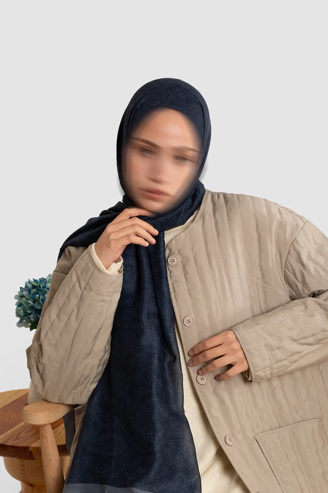 Mystic Textured Cotton Scarf, Navy Blue 3