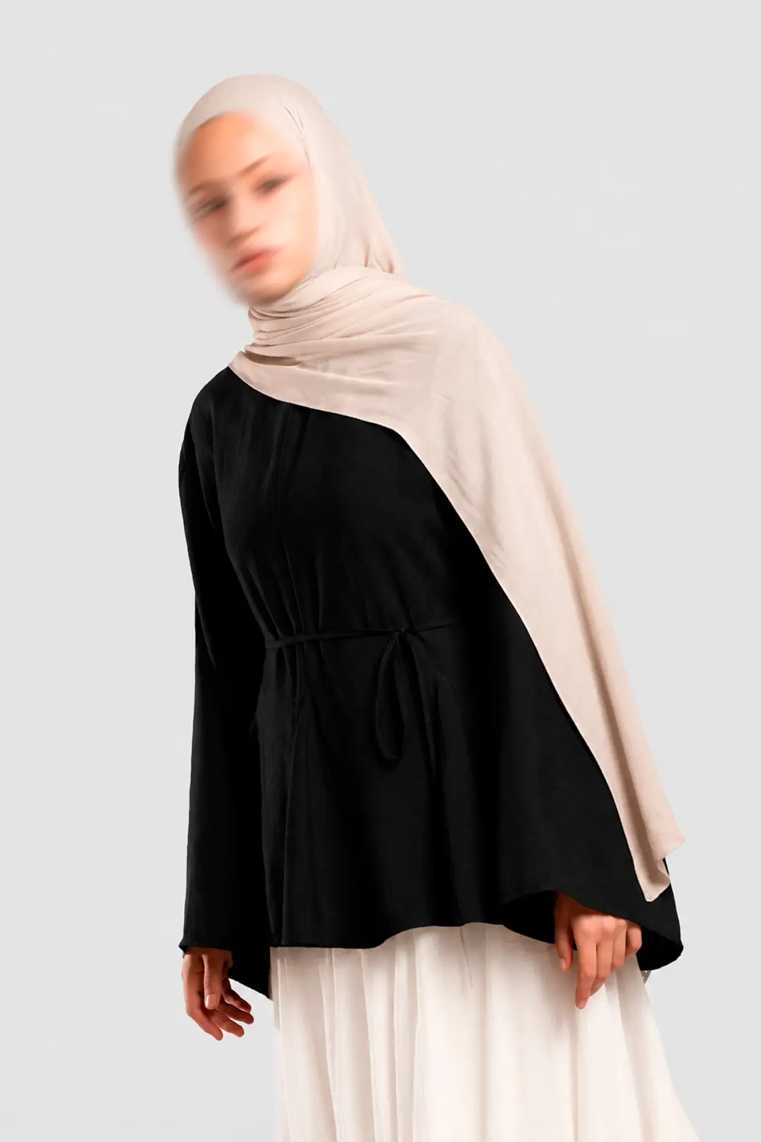 Godet Detail Modal Blouse Black