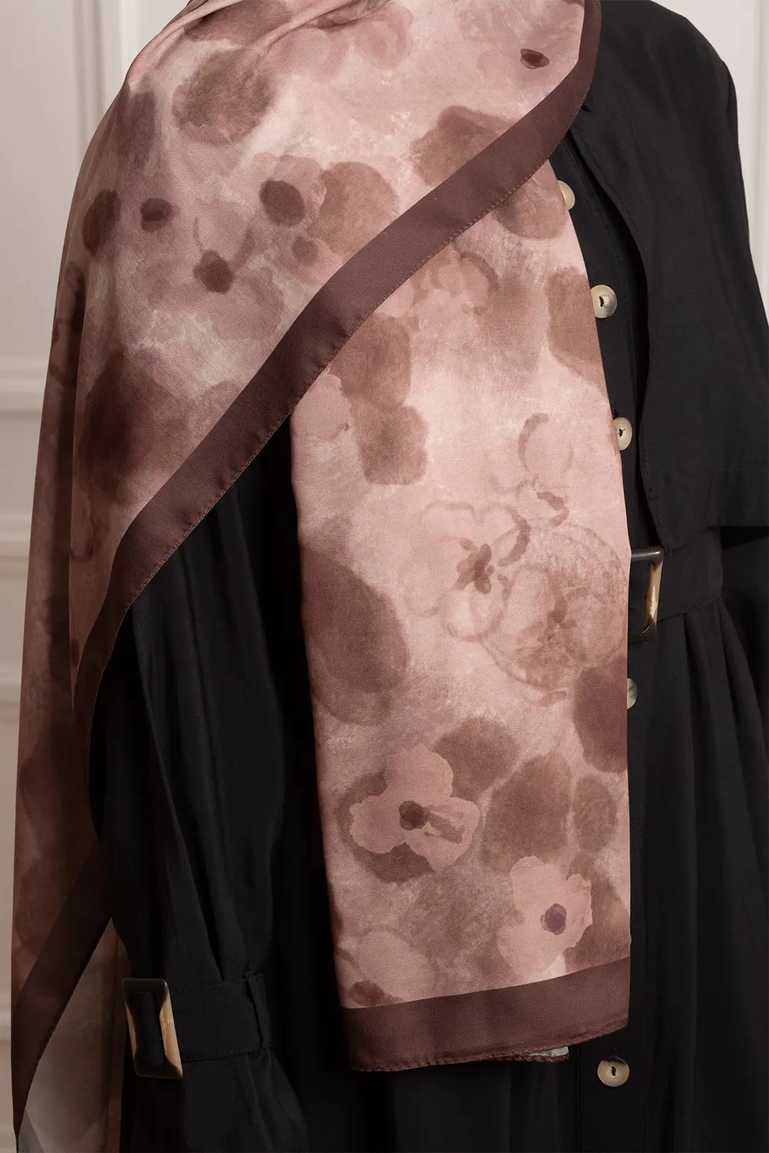 Autumn Serenade Patterned Soft Shawl in Coffee 5