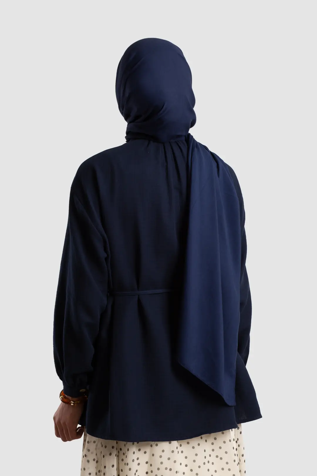 Muslin Shirt with Gathered Detail, Navy Blue 7