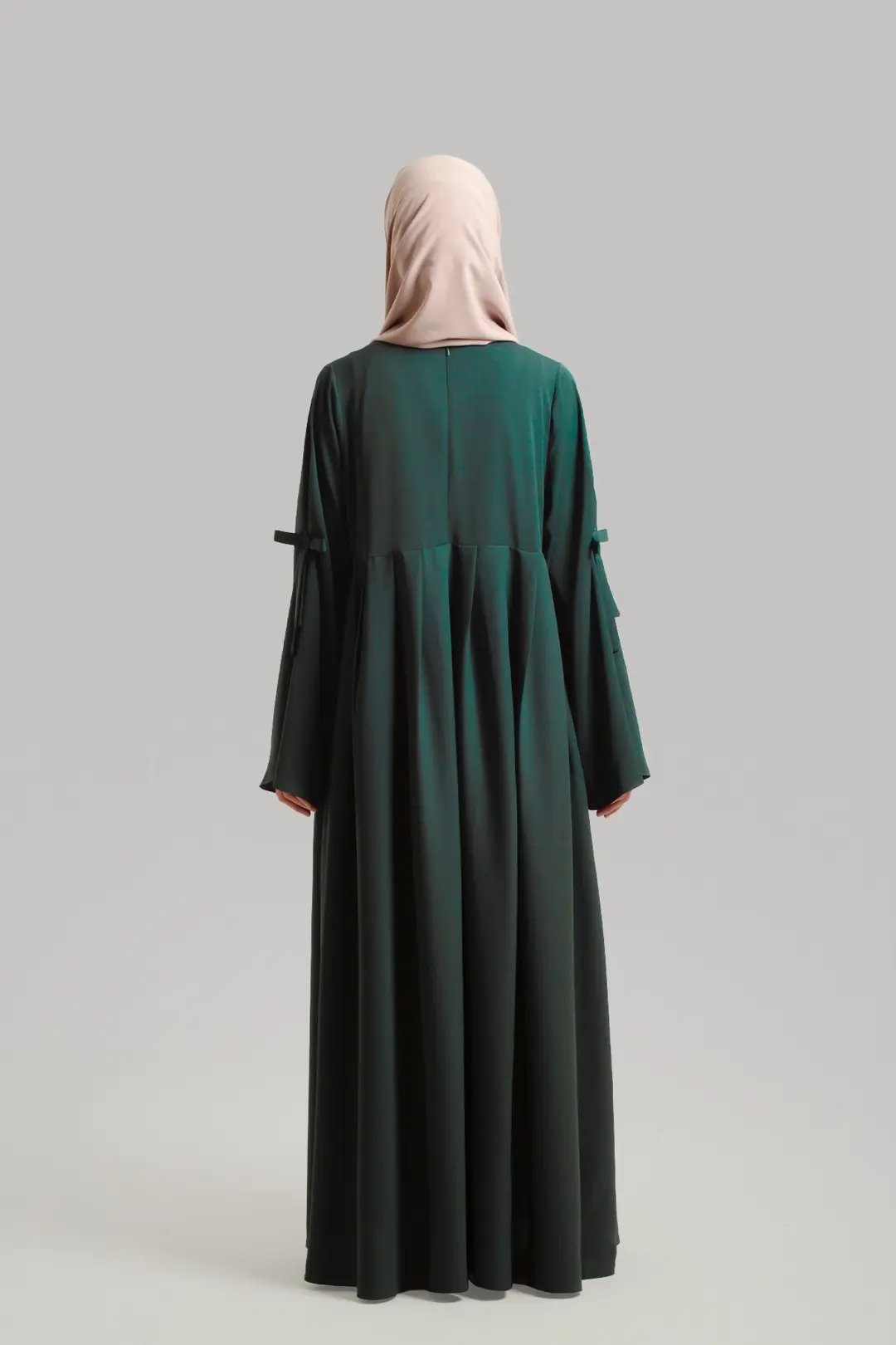 Bow-Trimmed Abaya, Emerald Green 5