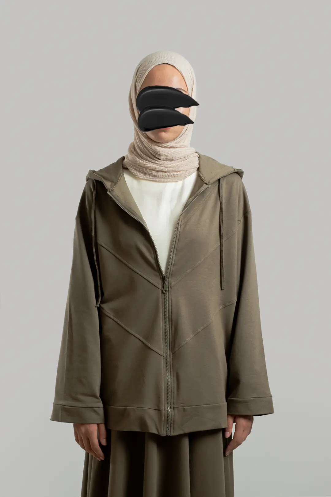 Form-stitched Zip-up Sweatshirt, Sage. 5
