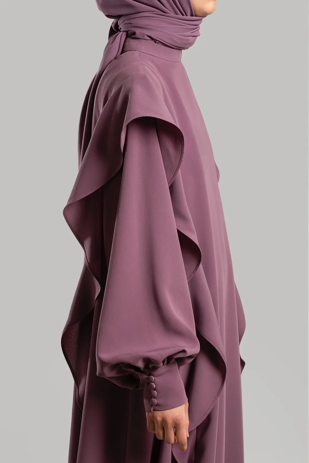 Ruffled Dress, Abaya, Rose Pink 3