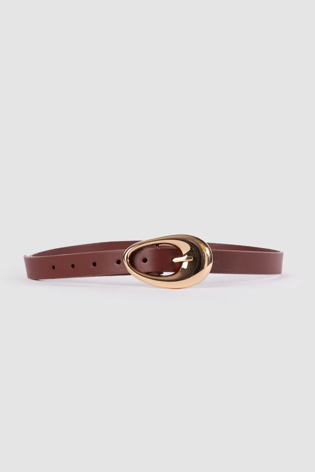 Oval Tokalı İnce Kemer Bordo