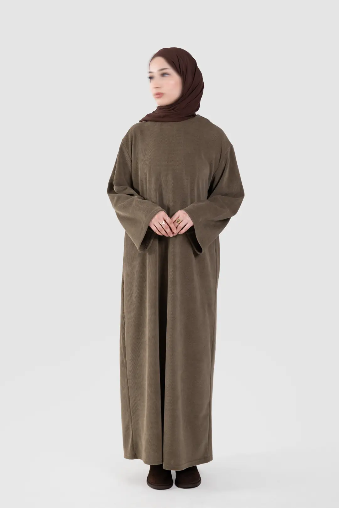 Örme Triko Oversize Elbise Haki