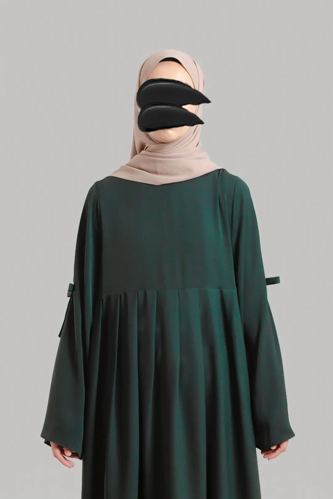 Bow-Trimmed Abaya, Emerald Green 3