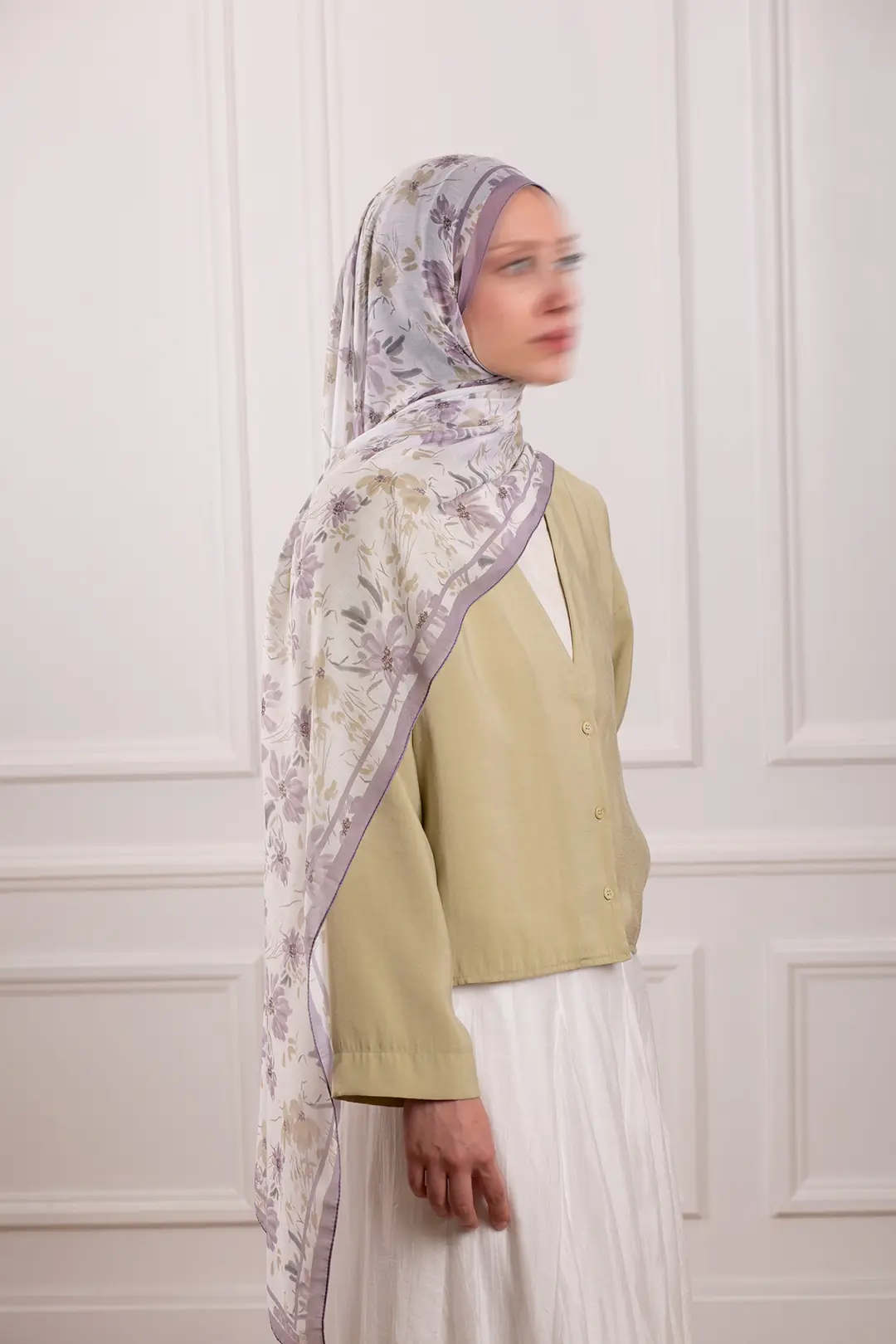 Lalin Desenli Soft Şal Lila 5