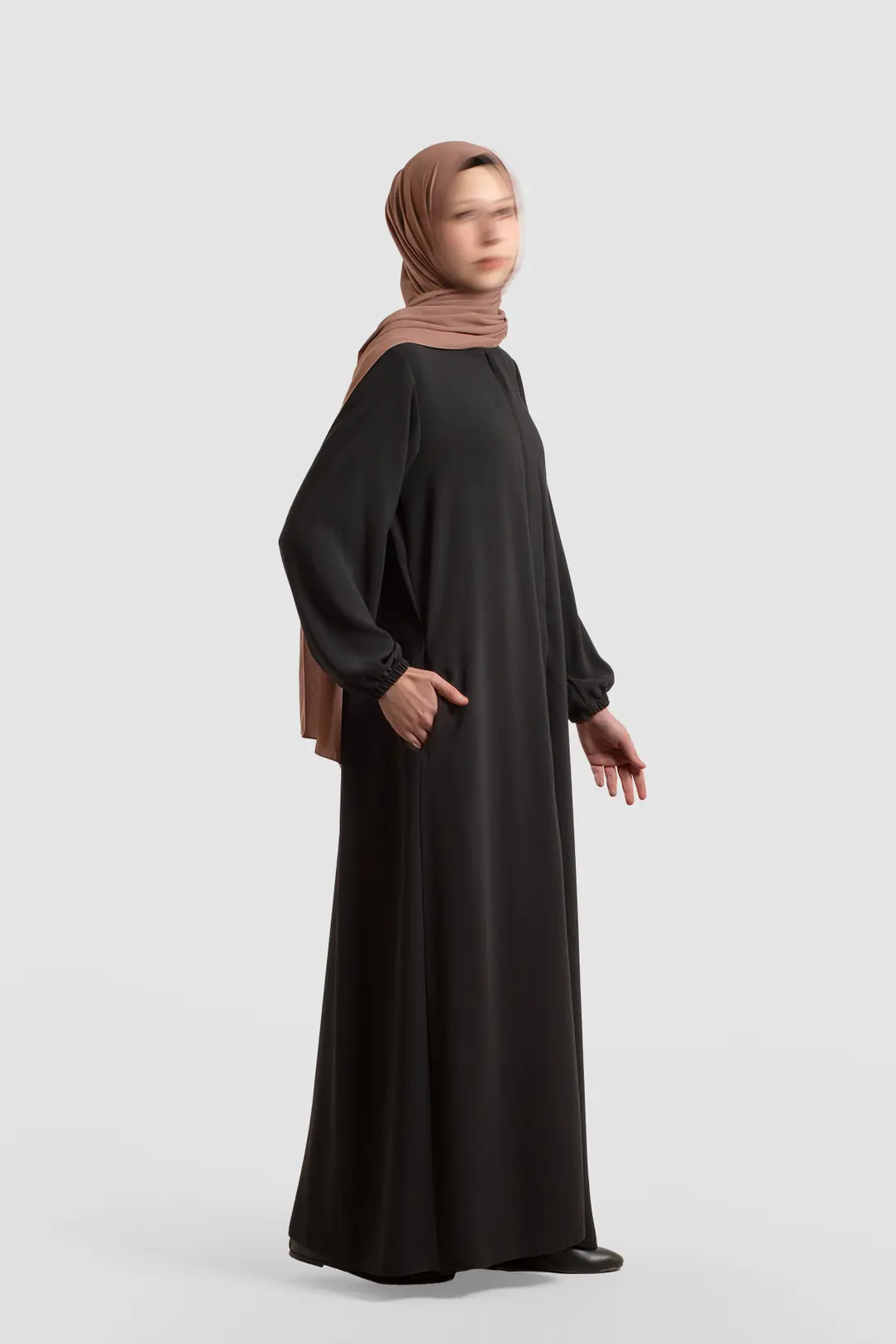 Arya Full-Length Zippered Abaya Black