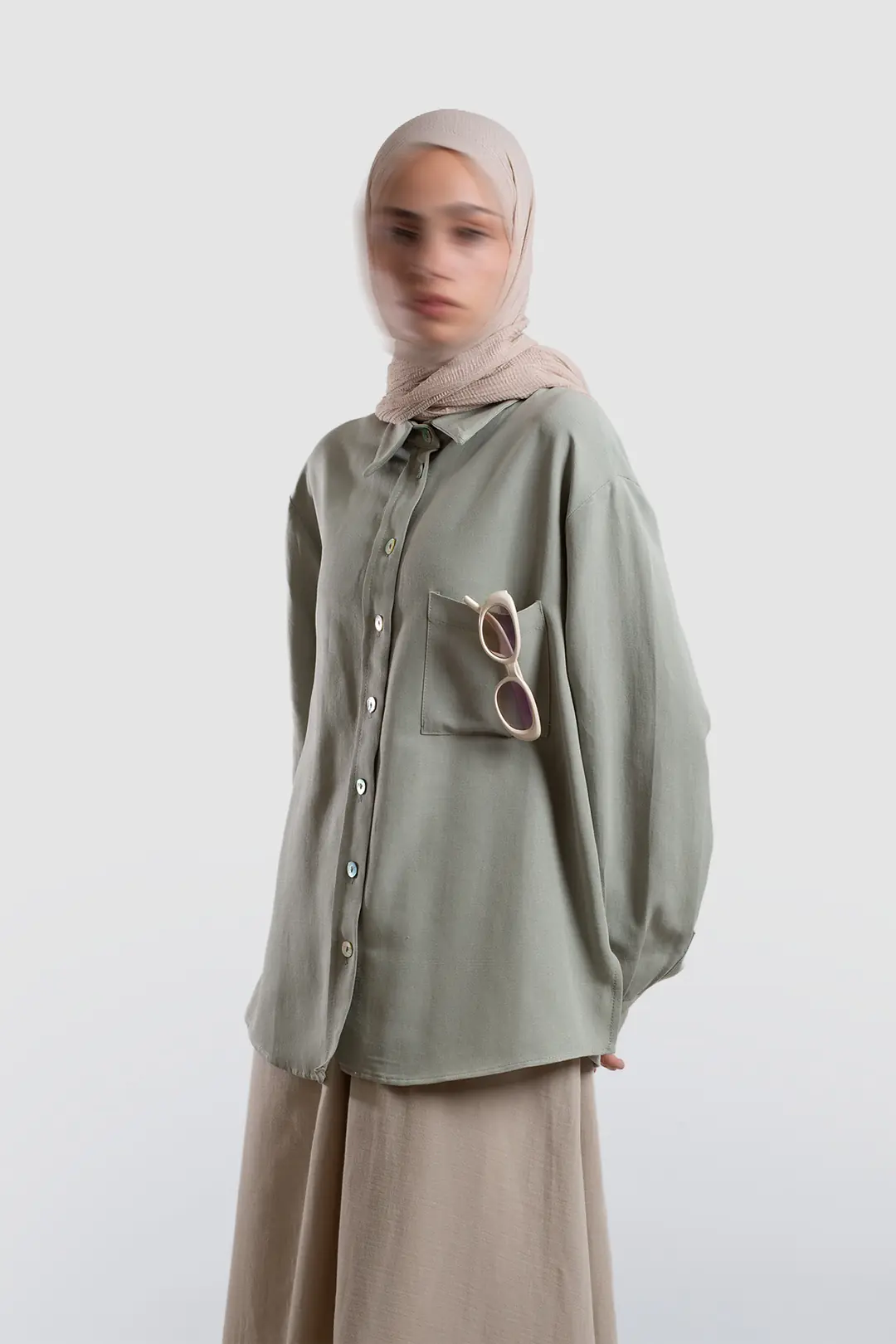 Classic Collar Linen Shirt Light Green 9