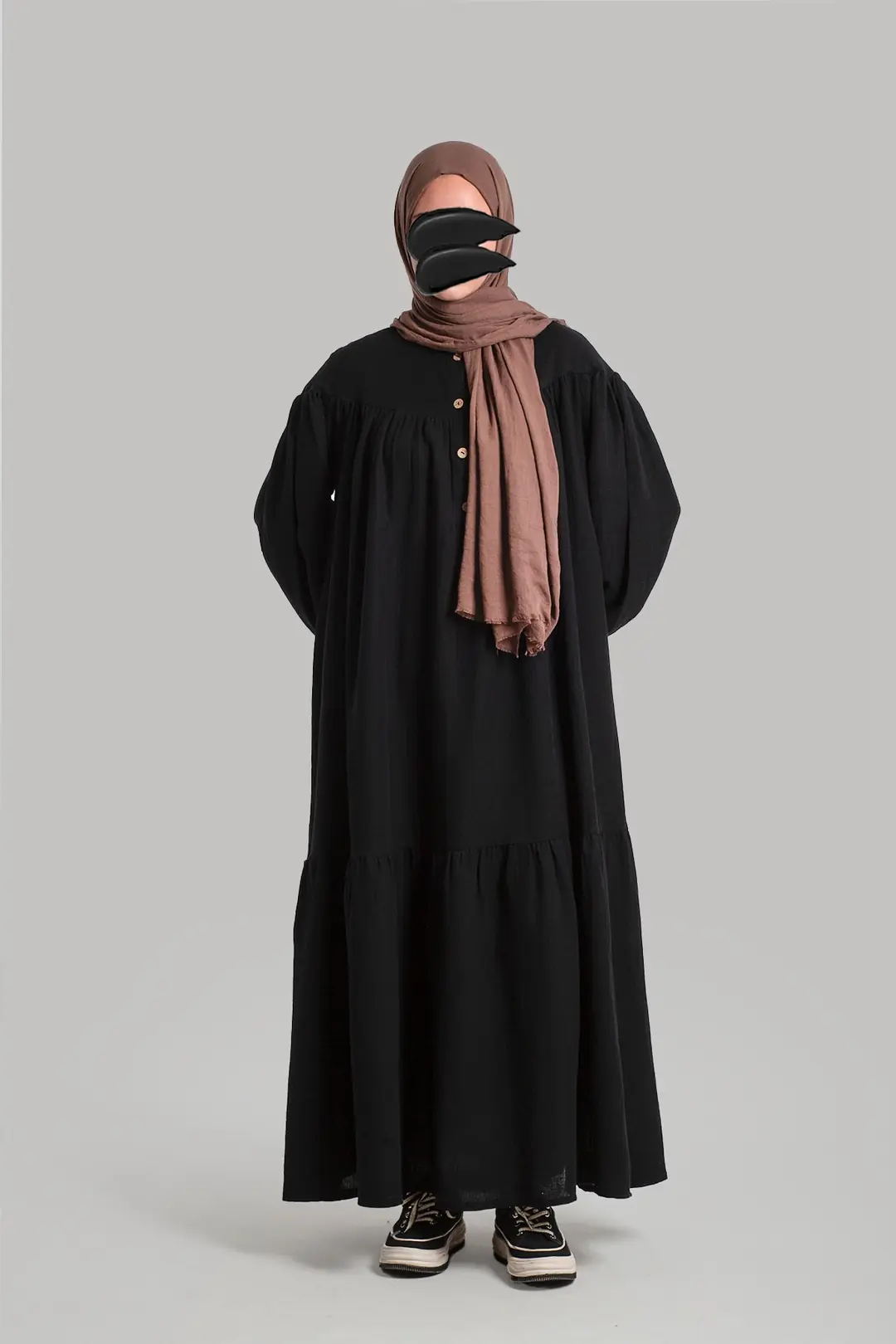 Vintage Müslin Elbise Siyah 3